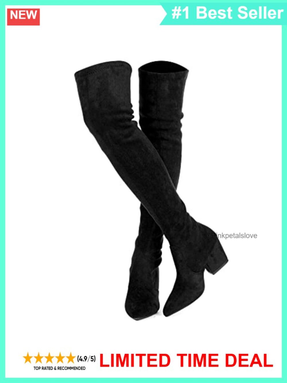 Women's Over The Knee Thigh High Boots Synthetic Stretch Suede Block Heel 3